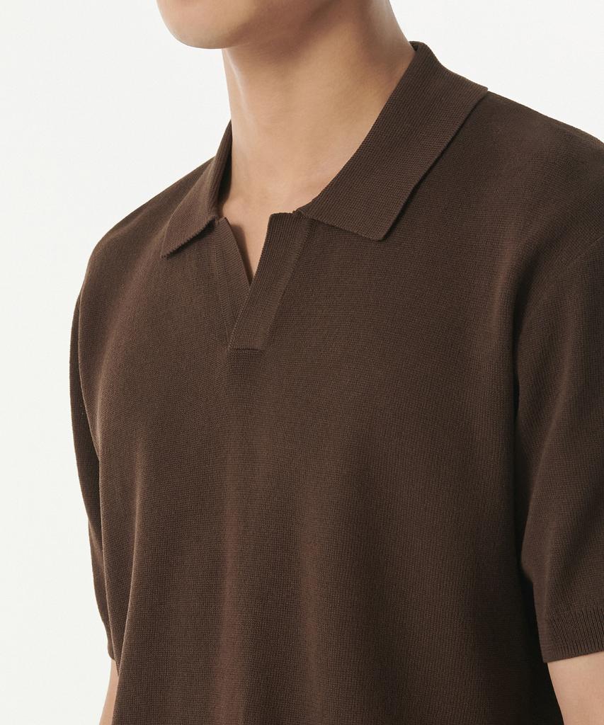 Musinsa Standard Cool Touch Slit Neck Knitted Polo Shirt [Baroque Brown]