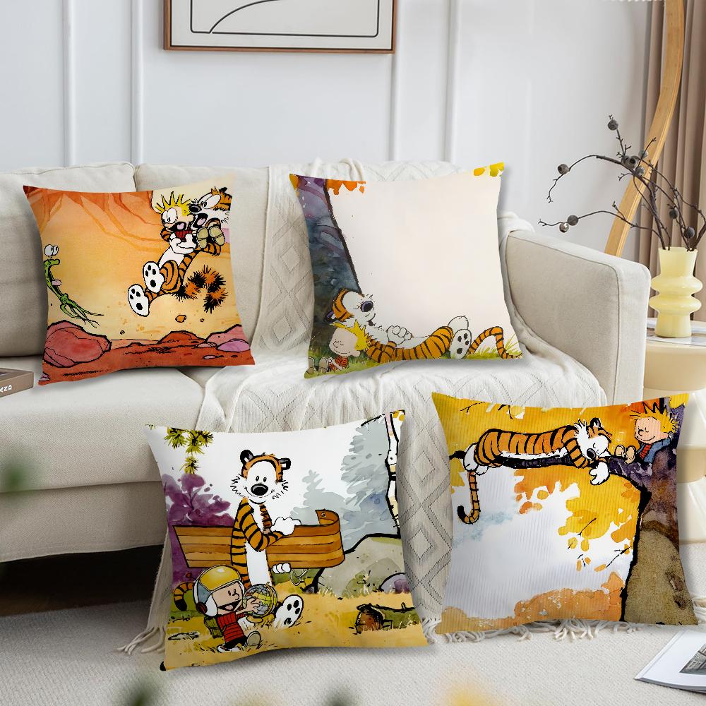 Cartoon Calvin and HHobbes cushion cover For Pillow Printing Sofa Decoration Home Car Room Coffee Shop Office Nordic Simplicity