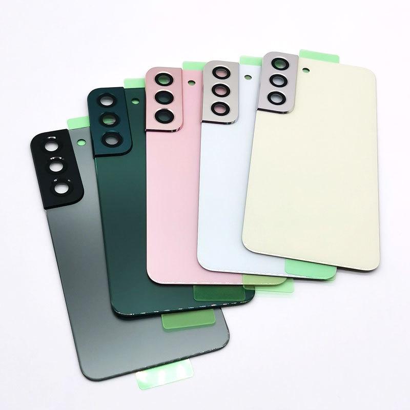 Pour Samsung Galaxy S22 Couvercle Arrière de Batterie Porte en Verre Remplacement du Capot Arrière Avec Objectif de Caméra pour Téléphone S22 S901B 5G
