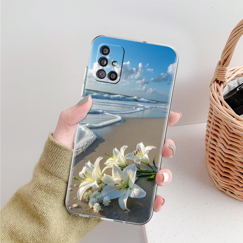 Hülle Für Samsung A15 A13 A35 A55 A51 A71 A41 A31 A21S A05 A17 A23 A25 A33 A53 A73 5G A07 4G Abdeckung Realistischer Lilienblüten-Druck