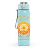 1PC Iron Flame Sunflower Art 750ml Color Plastic Sports Water Bottle Leakproof Flip Straw Lid Suitable for Sports Office Home Use