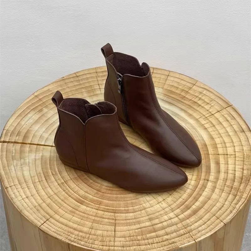 Fashion 2024 High Quality Women's Shoes Back Zip Women's Boots Fashion Round Toe Modern Boots Women New Solid Ankle Boots Zapatos Mujer