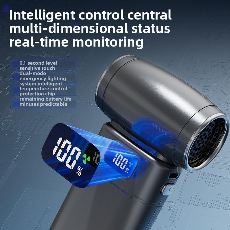 Rechargeable Mini Violent Handheld Fan 6000mAh 9W Motor Portable USB High Speed Desk Surface Blowing Dust Fan Handy Turbine Fan