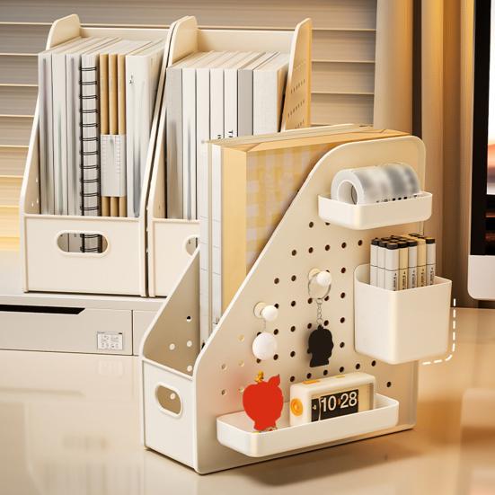 Reading Stand Multi-Grid Desktop Organizer with Elevated Base Rounded Corners to Prevent Book Tipping Macaron Colors for Kids Study Desk Accessory