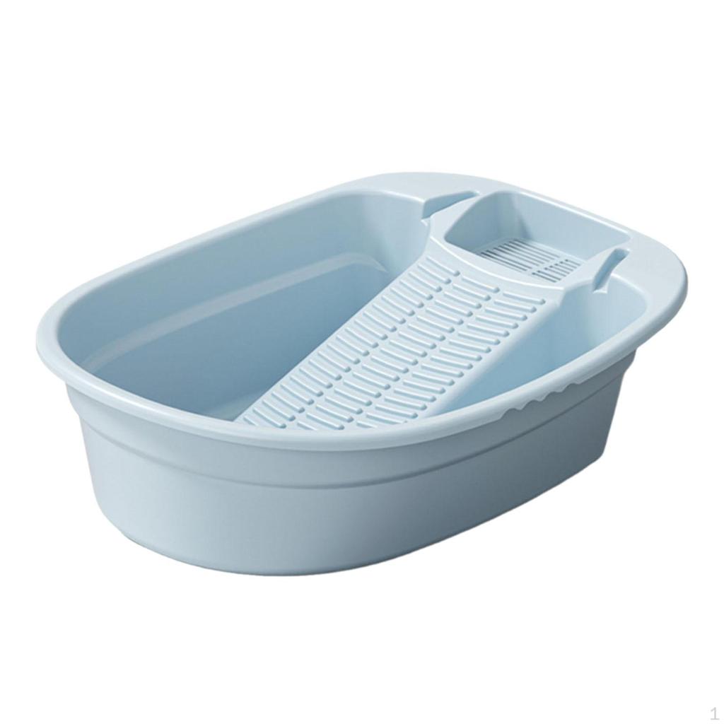 Compact Laundry Basin with Built-In Scrubbing Surface