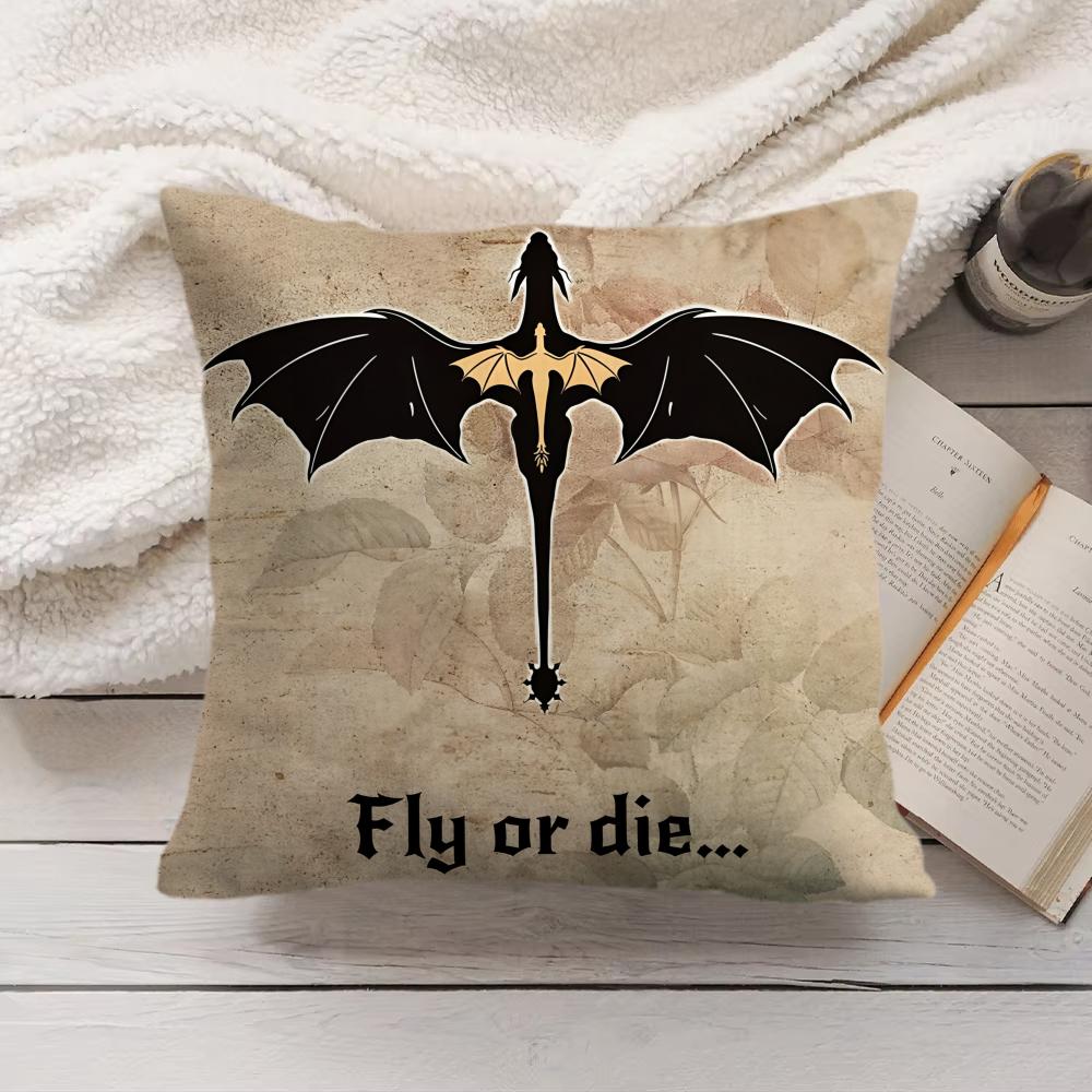 Fourth WWing Dragon Cushion Cover Silky Short Plush Invisible Zipper Dustproof Sofa Pillow Case for Home Decor