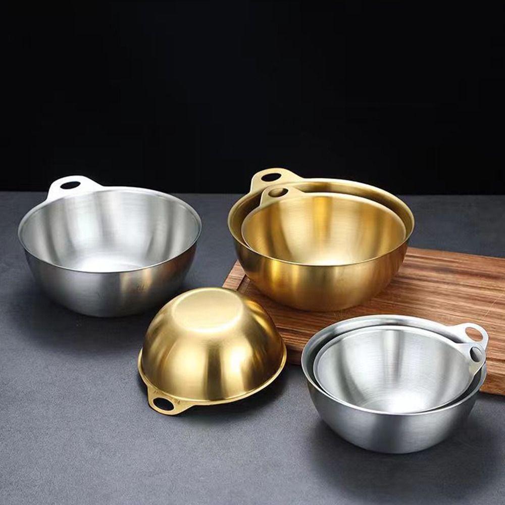 Gold/Silver Stainless Steel Salad Bowl Large Capacity Food Container Soup Bowl  Salad Serving