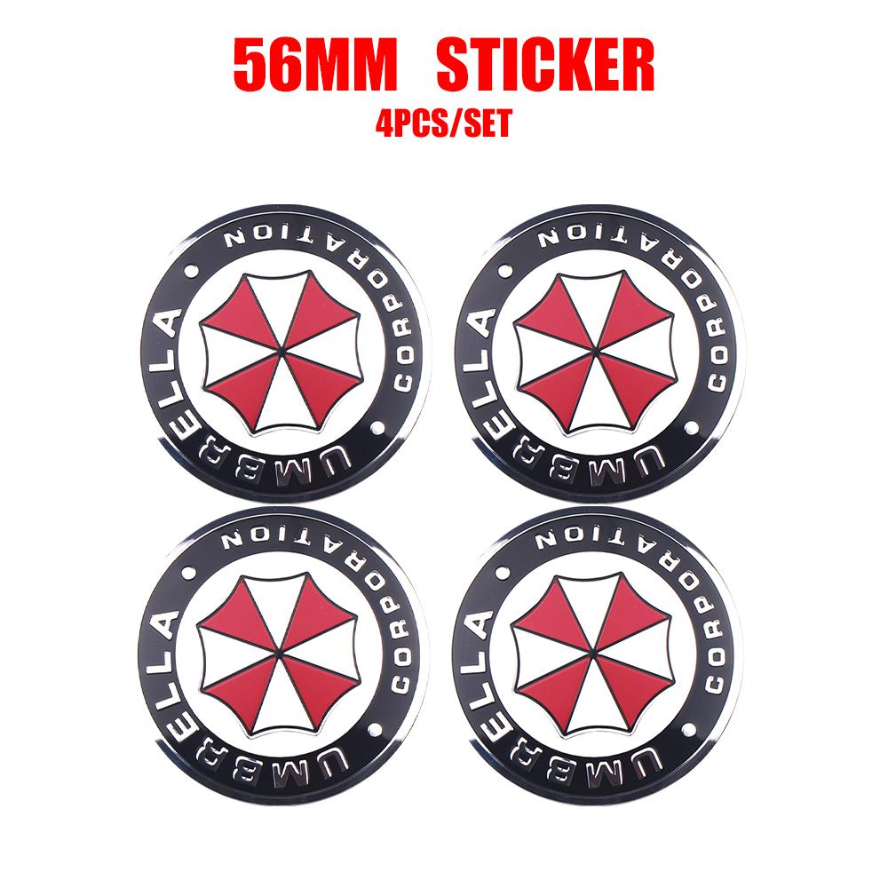 BAYD7 4PCS 56mm Umbrella Corporation Emblem Car Wheel Center Cover Sticker Auto Hub Caps Decal Accessories For Toyota Renault Volvo