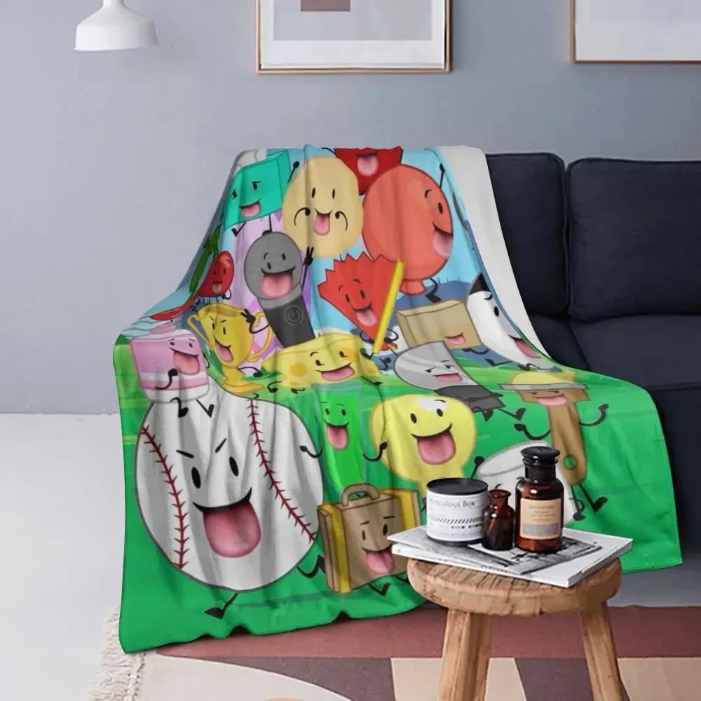 BFDI Inanimate Insanity Coperta Calda Morbida Confortevole Plaid Peluche per Arredamento Casa Picnic Flanella Copriletto Copri Letto