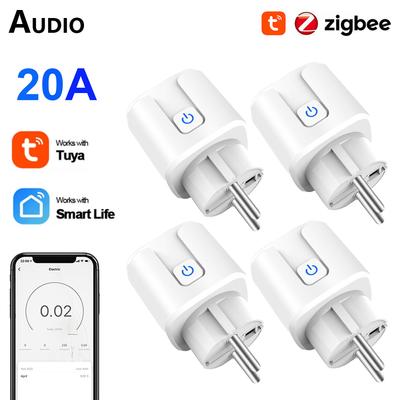 20a Zigbee Smart Plug Eu Smart Socket Draadloos stopcontact met stroombewaking en timingfunctie Spraakbesturing via Alexa Google Home
