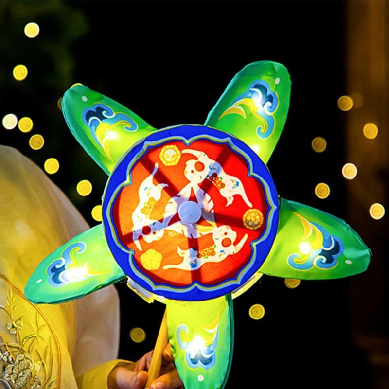 360 Degree Rotating Windmill Paper Lamp Making Set Handheld Flower Light For Children Holiday Craft Projects