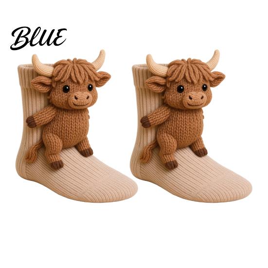 Comfy Indoor Slipper Socks 1 Pair 3D Knit Animal Socks Fuzzy Cute Novelty Knitted Hand Crocheted Floor Sock Stuffed Christmas Gift for Kids