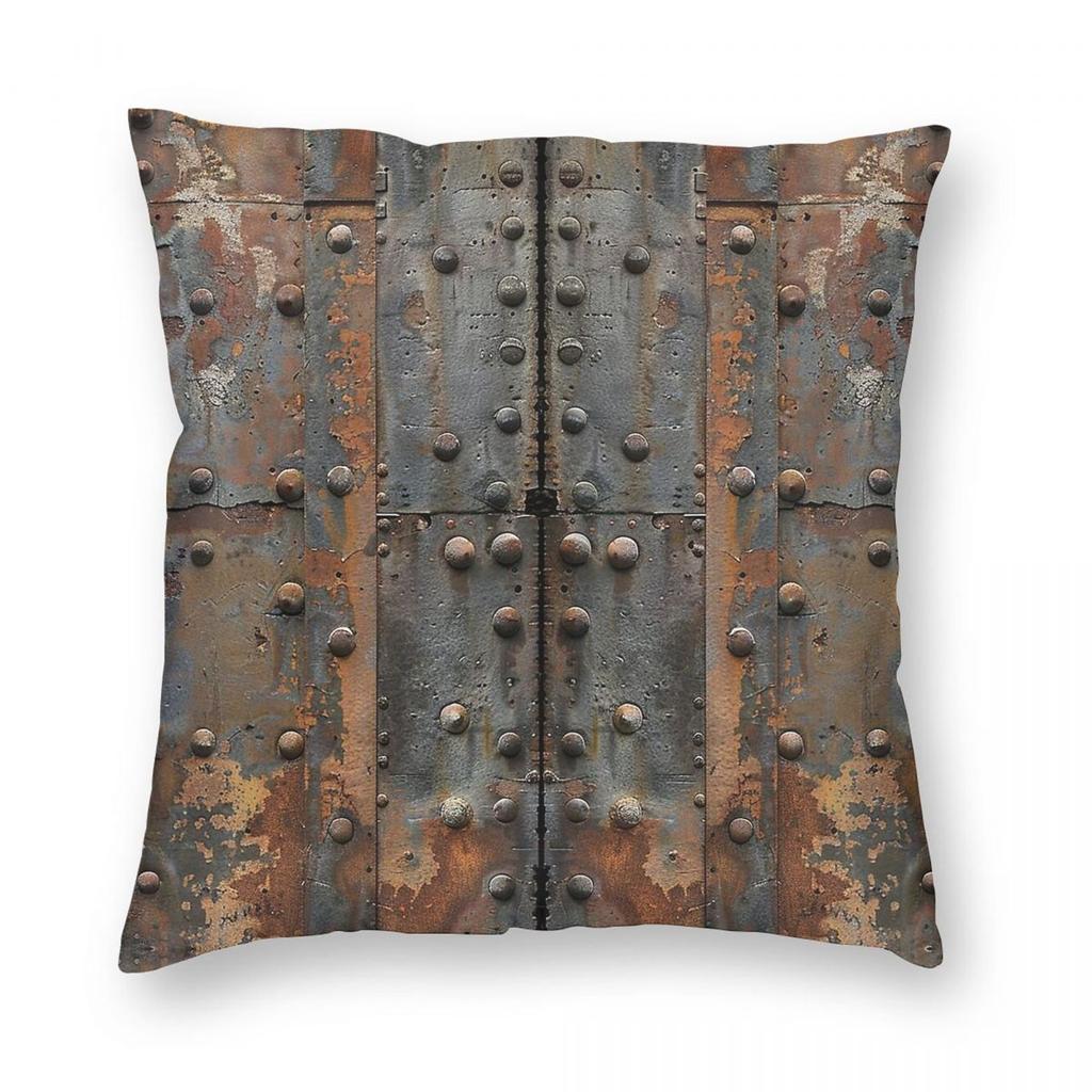 Industrial Metal Plate Rust Details Pillowcase Polyester Linen Velvet Creative Zip Decorative Bed Cushion Cover