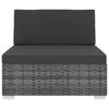 Modular Sofa Center Section 1 Pc + Cushions Poly Rattan Gray