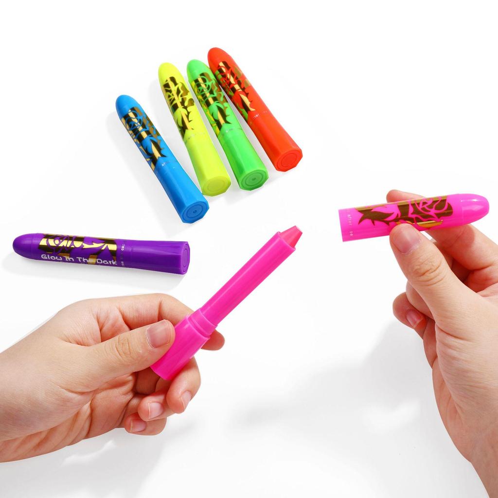 UV Glow Crayon Face & Body Paint - Water-Soluble Festival Makeup for Halloween