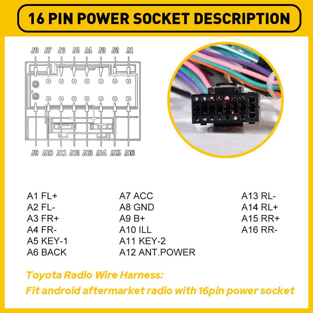Car Stereo Audio Power Wiring Harness Cable Canbus Box Radio Cable Wire Adapter Power Cable Connector for Toyota RAV4 2013-2015