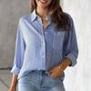 Printed Striped Cardigan, Casual Fashion Shirt, Loose Striped Women's Shirt, Work Shirt, Casual Long Sleeved Shirt