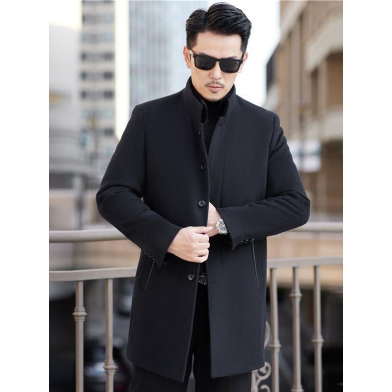 Men's new Nick coat winter mink fur collar Rex rabbit liner warm men's cashmere coat