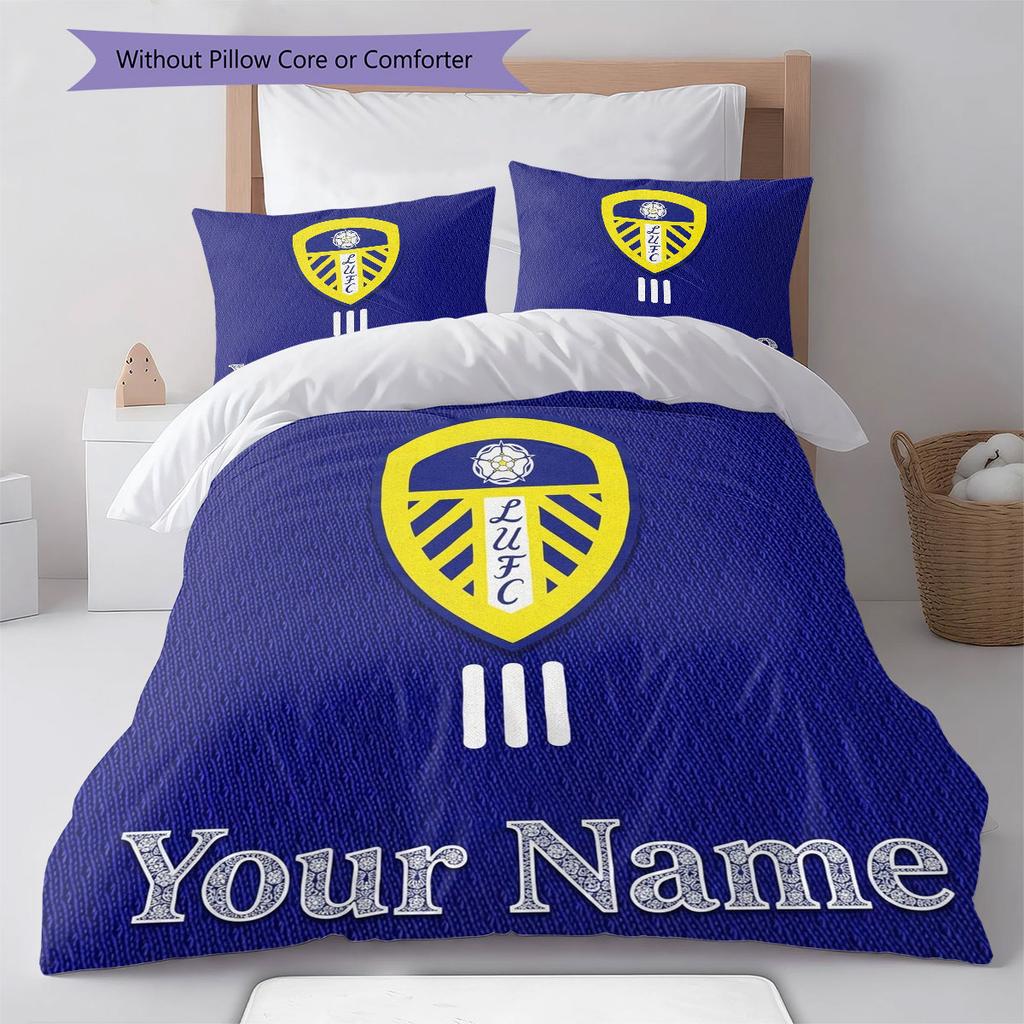 Leeds United Custom Name Pattern Bedding,Quilt Set Quilt Cover Pillowcase Home Birthday Gift(1 * duvet cover + 2 * pillowcase, without core)