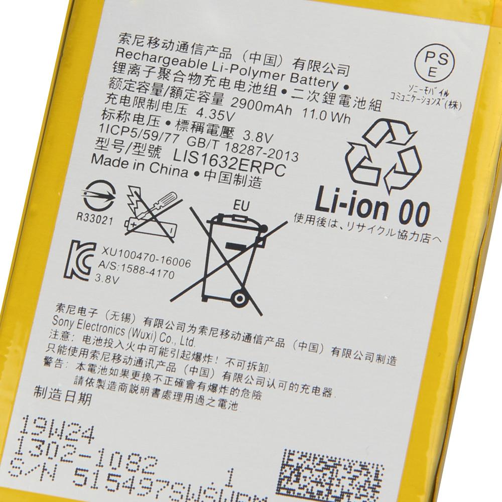 Rechargeable Lithium Battery For SONY Xperia XZ F8331 F8332 DUAL LIS1632ERPC Phone Battery 2900mAh