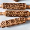 Wooden Christmas Rolling Pins Rock Snowflake Elk Embossing Baking Tool Cookies Biscuit Fondant Cake Patterned Roller Dropship