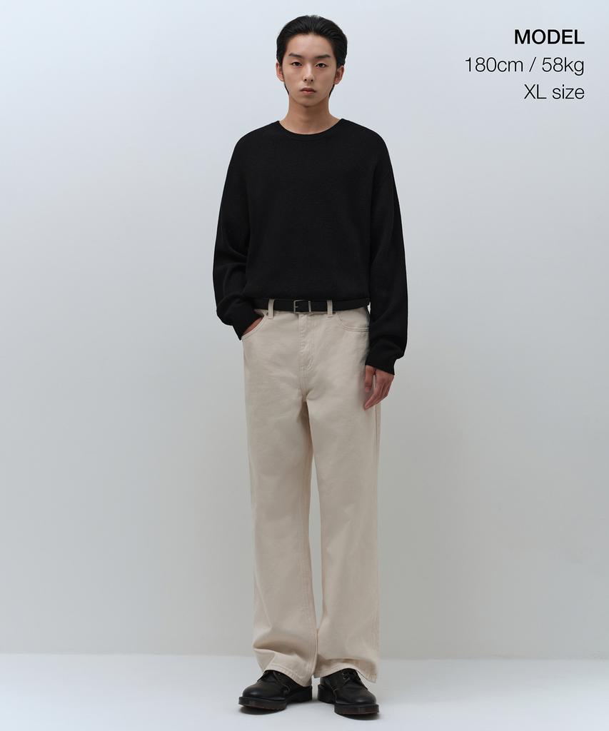 Musinsa Standard [Victoria Wool] Maglione Girocollo a Coste Minime [Nero]