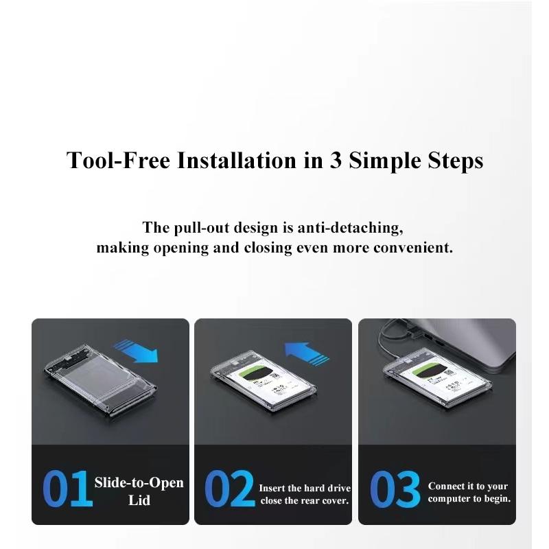 Xiaomi 2,5-Zoll SATA HDD/SSD-Gehäuse mit transparentem Design, Universelles USB 2.0 Externes Konvertierungs-Kit
