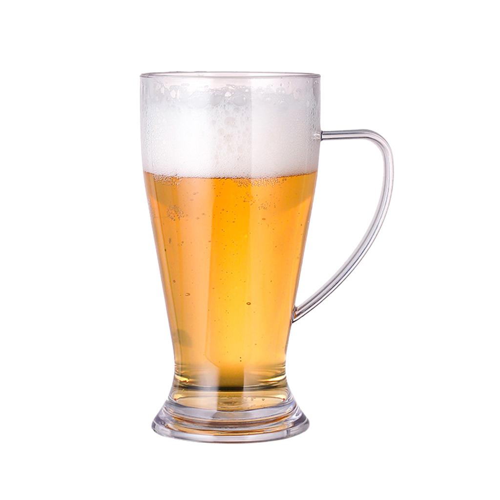 Acrylic Beer Mug with Handle Unbreakable Drinking Glasses Shatterproof Water Tumblers for Indoor Outdoor Dishwasher Safe