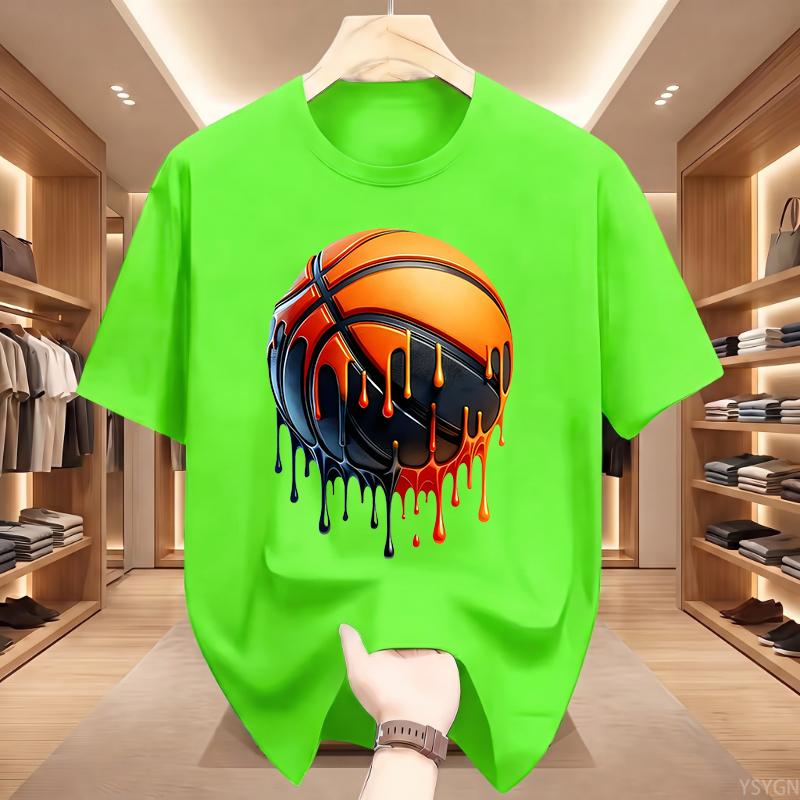 Unisexs Dripping Basketball Graphic TShirt Streetwear Hip Hop Tee Oversized Fit WHITE Top for Unisex Trendy Summer Style