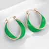 New Fashion Green Enamel Hoop Earrings For Women  Rose Gold Color Girl Party Eardrop Accessories Wedding Jewelry