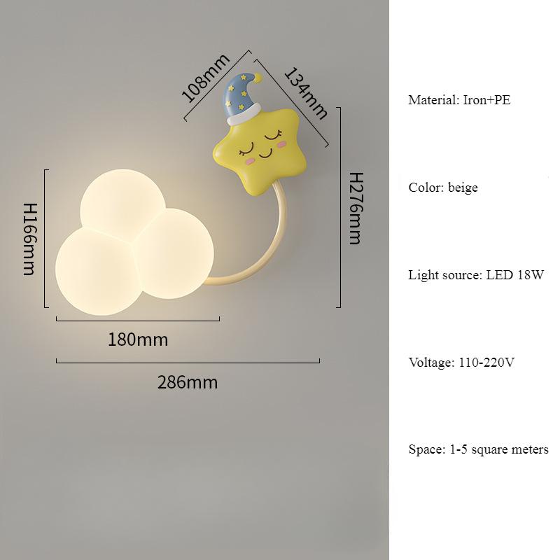 Modern Simple PE Monkey LED Wall Light Petal Cream Wind Nordic Bedroom Board Study Wall Lamp Dimmable Luster Atmosphere
