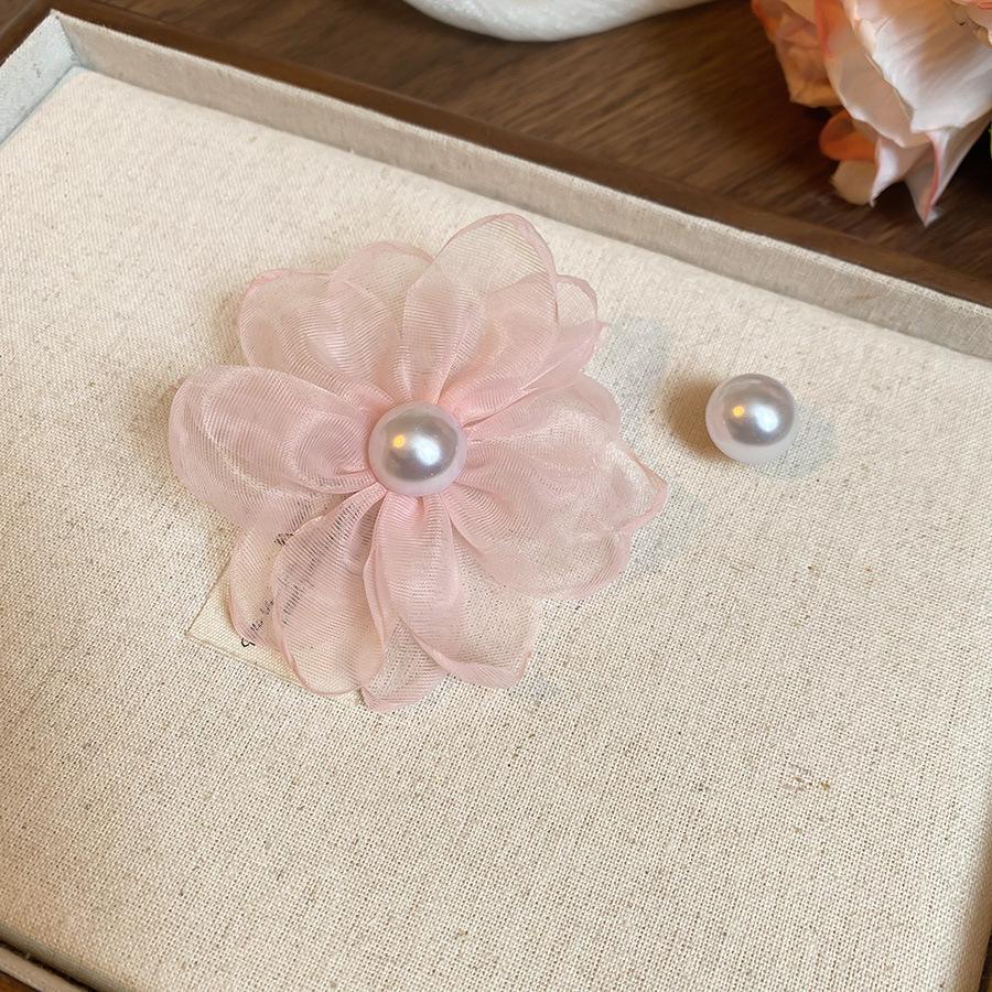 Silver Needle Fabric Flower Glass Fringed Earrings Medium Antique Temperament Stud Earrings Design Sense Niche Earrings