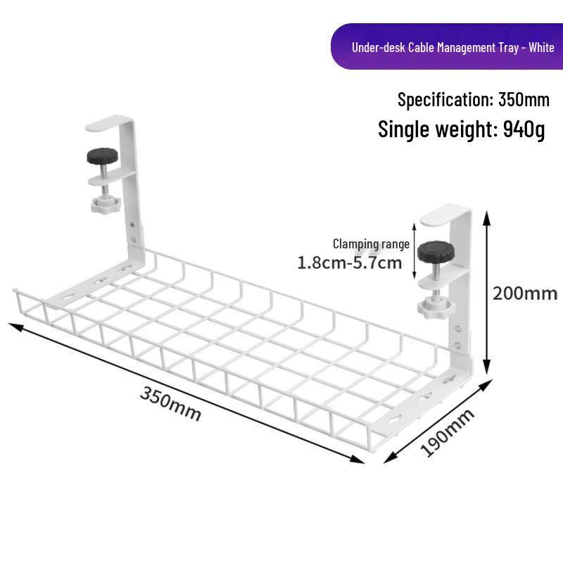 Under-Desk No-Drill Cable & Power Strip Organizer Rack