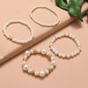 4pcs Elegant Vintage Minimalist Women'S CCB Imitation Pearl Beaded Elastic Bracelet Set , Suitable for Daily Wear, Vacation, Parties, Weddings Gifts,