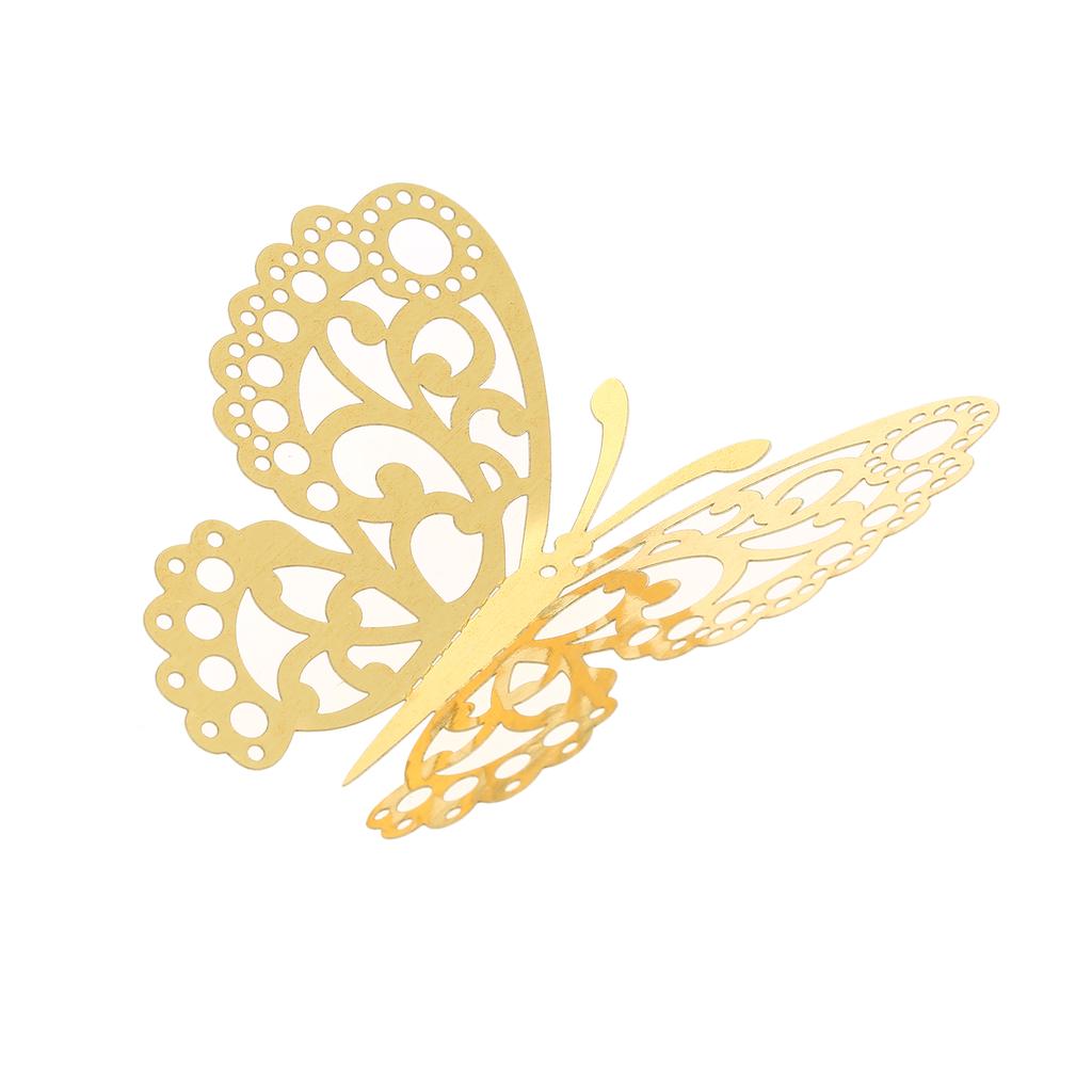 12pcs/set Vivid 3D Butterfly Wall Stickers Removable Mural Stickers DIY Art Wall Decals Decor with Glue for Bedroom Wedding Party--Gold