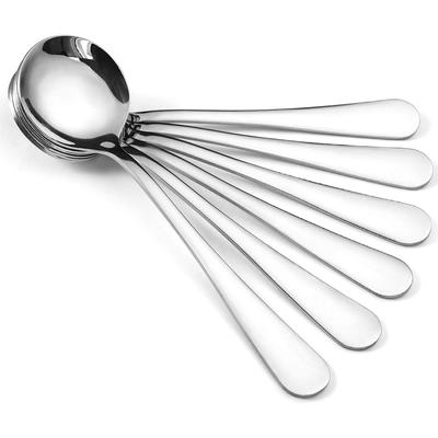 Cucharas de sopa de 12 piezas, cucharas redondas de caldo de acero inoxidable