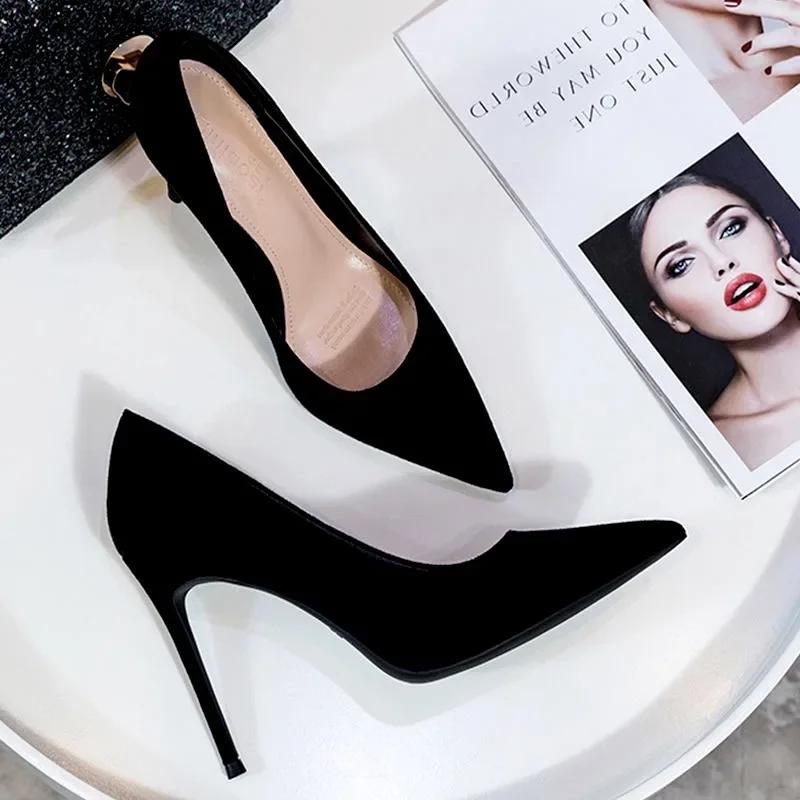 Women Shoes 2025 New Women Pumps Suede High Heels Shoes Fashion Office Shoes Stiletto Party Female Comfort Women Heels