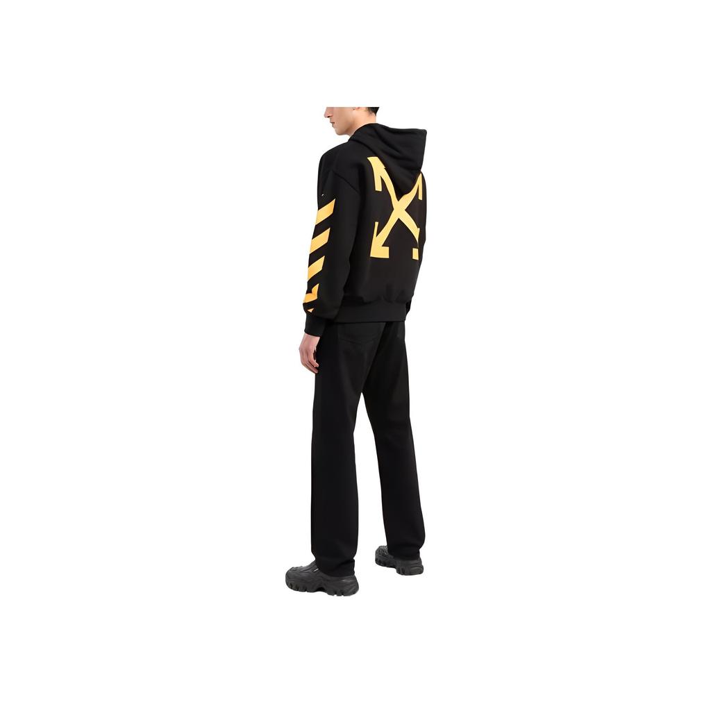 Off-White Caravaggio Print Hoodie Black/Yellow Men Tops OMBB037C99FLE0111018