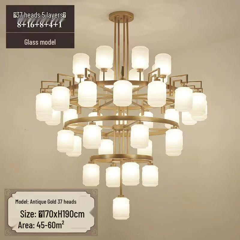 Chinese-Style Duplex High Ceiling Chandelier for Hotel Lobby or Villa
