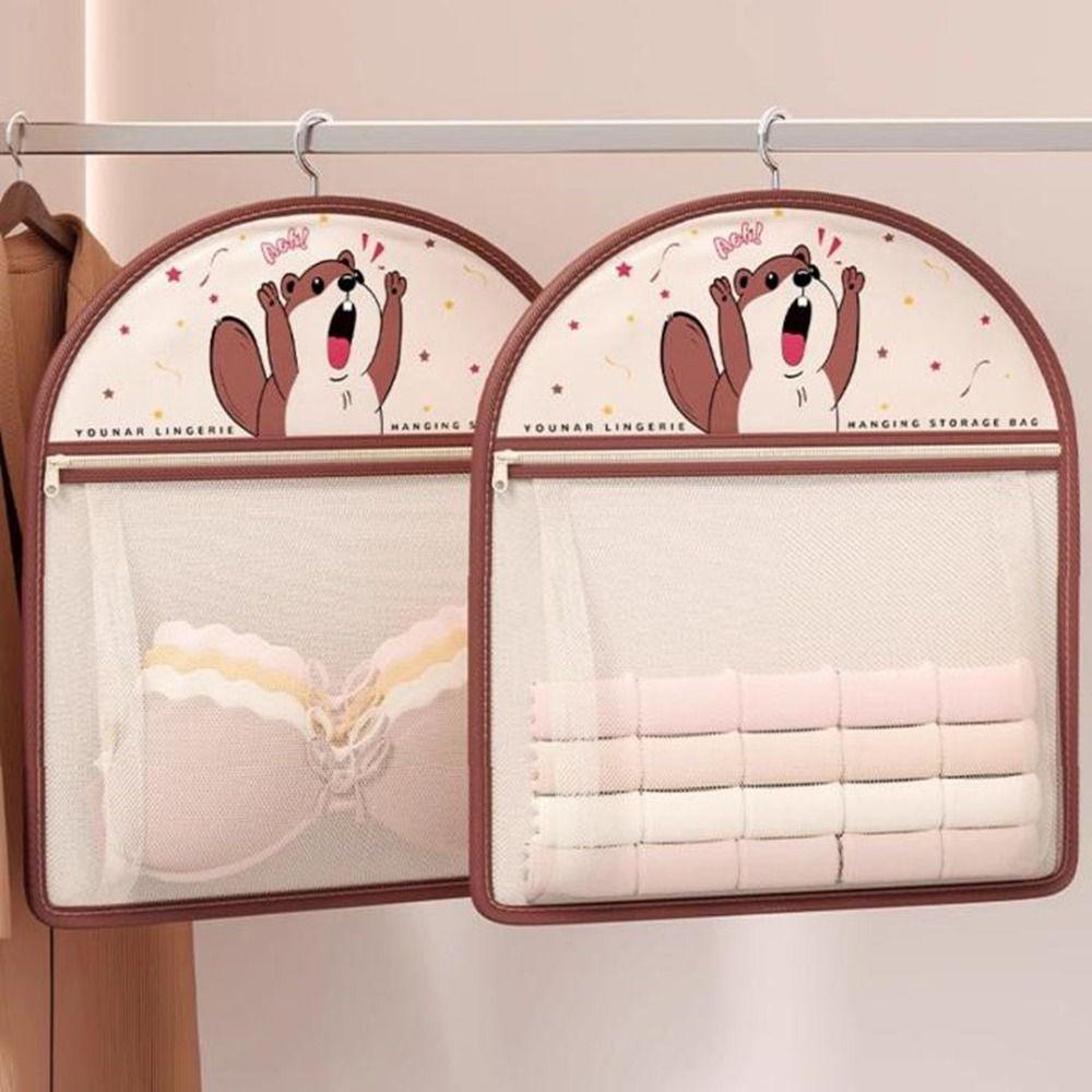 Cartoon Underwear Socks Storage Bag Mesh Clothing Storage Bags Hanging Mesh Bag  for Home