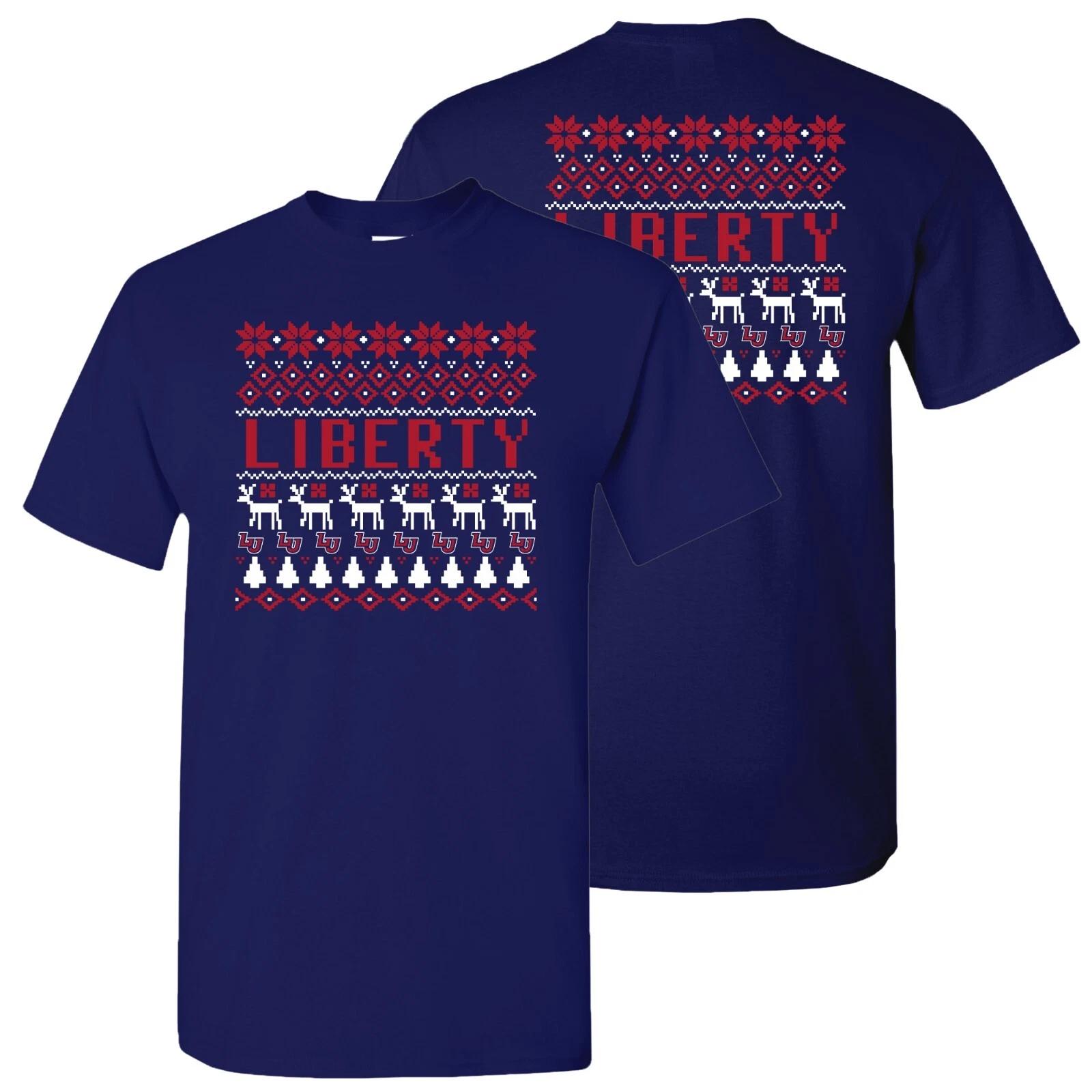 Liberty Flames Holiday Sweater T-Shirt - Navy 3XL