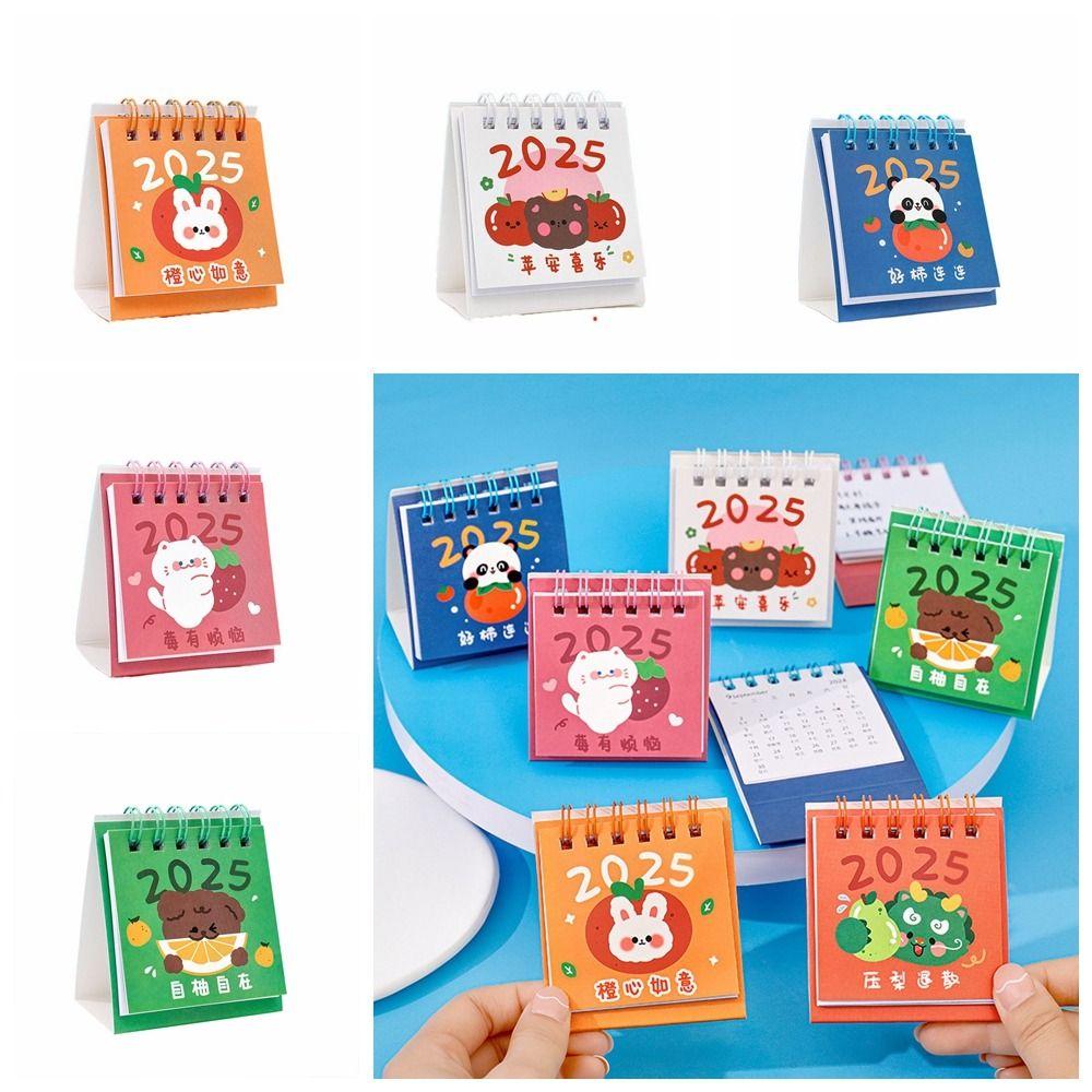Cute 2025 Calendar Mini Mini Desktop Calendar Creative Fruit Text Calendar  Desk Check-in