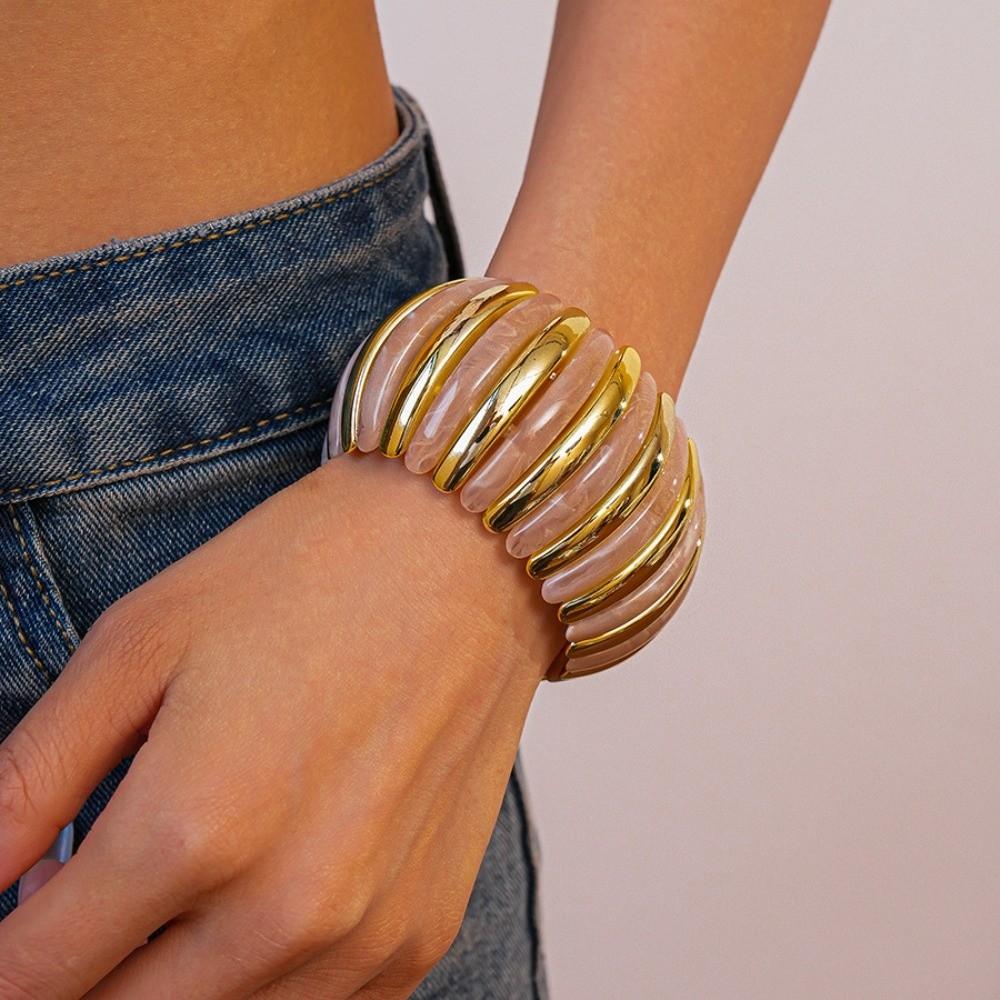 Wide Exaggerated Bracelet Elastic Rope Bead Retro Hand Ring Temperament Wide Chunky Bangles Gift