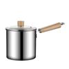 304 Stainless Steel Oil-Saving Mini Deep Fryer with Strainer Basket - Multifunctional Small Pot for Noodles and Fries.