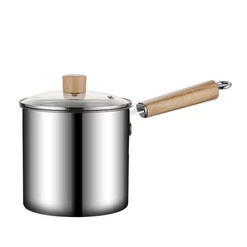 304 Stainless Steel Oil-Saving Mini Deep Fryer with Strainer Basket - Multifunctional Small Pot for Noodles and Fries.