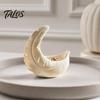 Warm Touch Home Accessory 3D Printed Feather & Crescent Moon Trinket Dish, Silk White Matte Decorative Design Storage Bowl, Artistic Multi-Functional