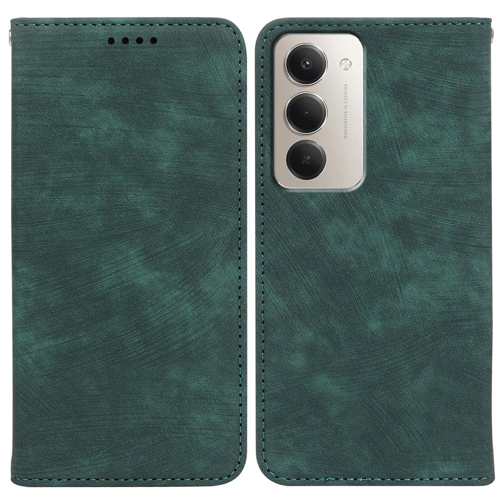 

Чохол для Xiaomi Redmi 15 5G Міцний Магнітний Шкіряний Гаманець Чохол для Телефону зі Смугастою Текстурою Green