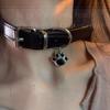 Y2K Cat Claw Pendant Choker: Trendy Leather Necklace for Hot Girls