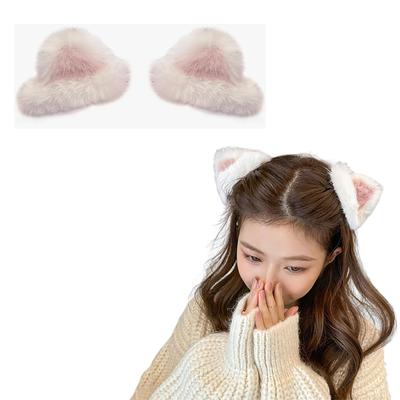 GOODCHI Cat Ear Hair Clips, Set of 2, Cute Fluffy Cat Ear Hair Ornaments, Animal Ear Hairpins, Cosplay, Costume, Disguise, Hair Accessories