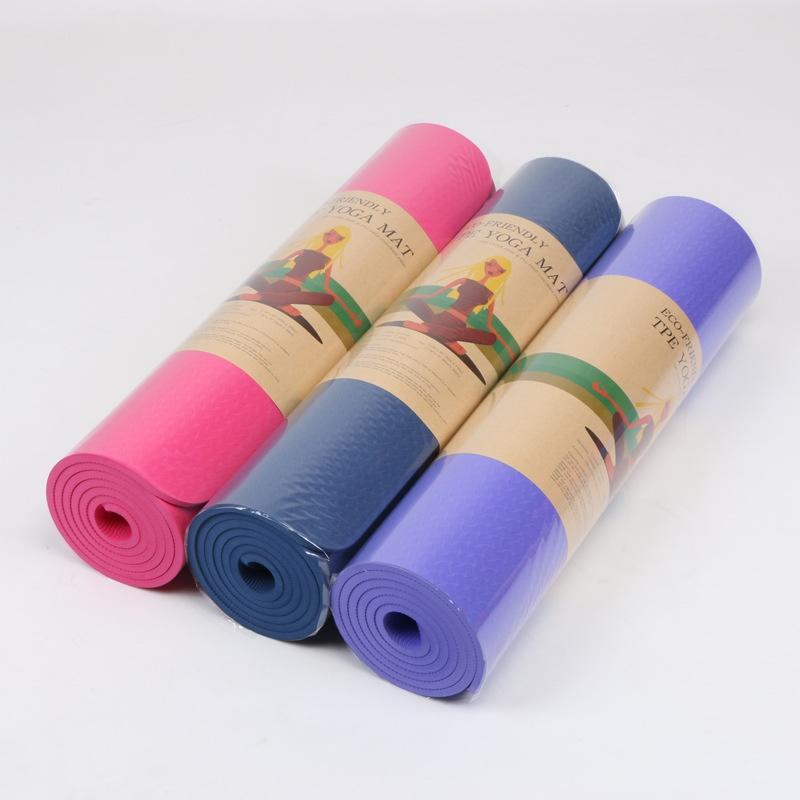 Eco-friendly Solid Color Rectangular TPE Thickened 8mm Lightweight 1190g Yoga Mat 183cm for Yoga Studios